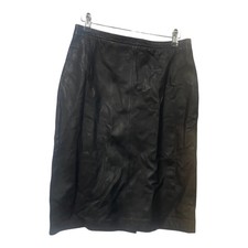 Nicole Farhi Skirt Black Leather Pencil Knee Length Smart Dressy Uk Size 12