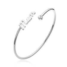 Silver Plated Mum Cuff Bangle