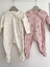 Baby Girls 0-3 Months Babygrow Sleepsuit Bundle Pink Mamas Bestie Daddy Star  GC
