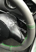 FOR VAUXHALL CORSA C 00+ GREY TWO TONE LEATHER STEERING WHEEL COVER GREEN STITCH