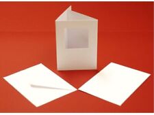 Craft UK Blank A6 3 Fold Square Aperture Cards & Envelopes White Hammered/Plain 