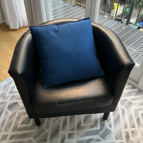 Black faux leather tub accent - leather,