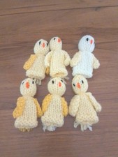 6 Easter Chick Yellow Knitted Finger Puppets