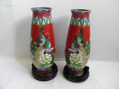 Pair chinese cloisonne - pair,