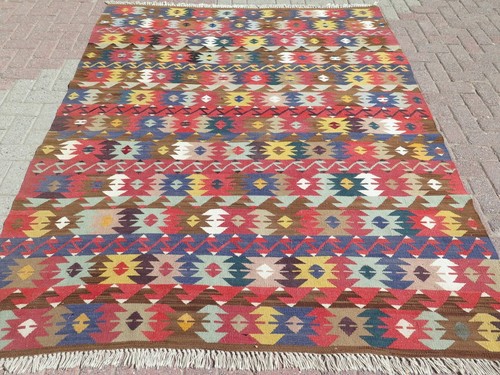 Vintage turkish afion kilim - vintage,