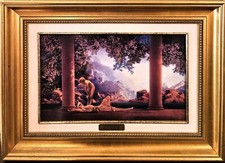 Limited Franklin Mint Gilt Framed Porcelain Copy of Daybreak by Maxfield Parrish