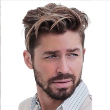Men's Fashionable Short Straight Brown Hair Fiber Wig Full Head Coverage