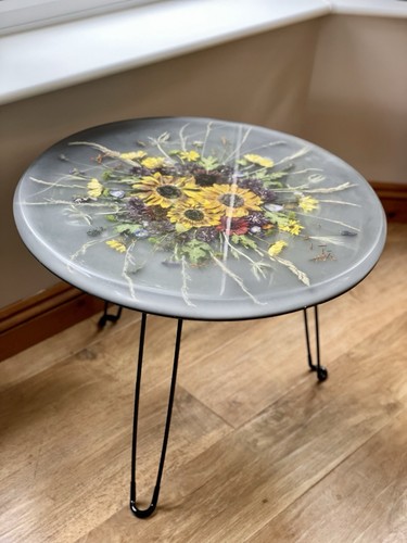 Round epoxy resin coffee table - resin,