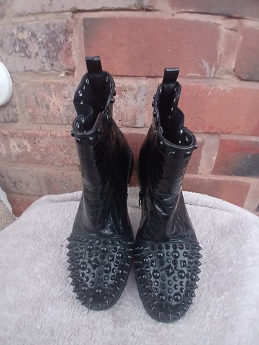 Black ankle spike goth punk - black,