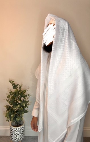 White shemagh scarf men - white,