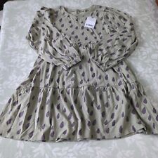 Next Girls Dress Age 6-7 Polka Dot Green Long Sleeve Cotton BNWT