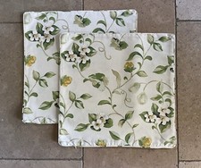 Piped cushion cover Sanderson Orchard Blossom lemon/green fabric 50x50cm