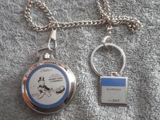 RARE SILVER-TONED MONOPOLY"ADVANCE TOKEN TO BOARDWALK"POCKET WATCH w/CHAIN & FOB