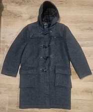 Vintage Gloverall Jacket Mens 38 Grey Wool Hooded Duffle Coat Made In England 