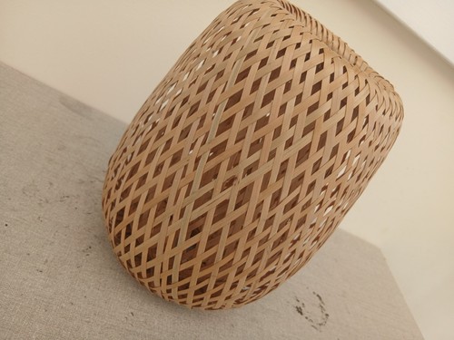 Woven bamboo round lampshade - woven,