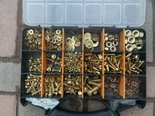 Electricians Brass Bits Set, Nuts Bolts Washers Various Sizes Include Organiser
