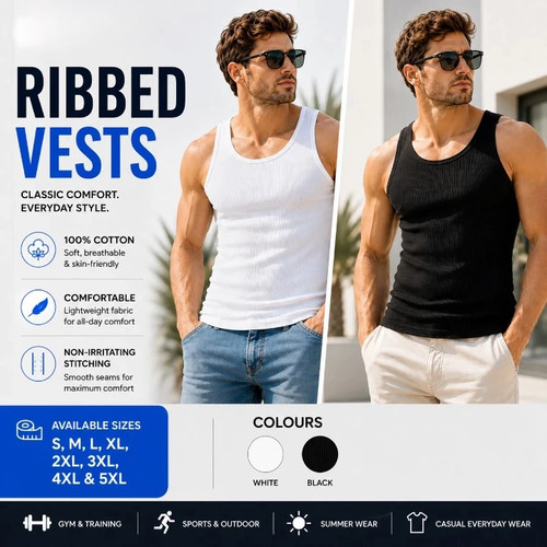 Men ribbed 100 - ribbed, cotton