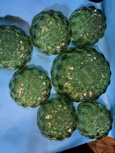 Green glass bowl set vintage - bowl,