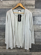 Kim & Co Co Ord Cardigan & Top Set Small Oyster Grey Twinset Jersey Casual QVC