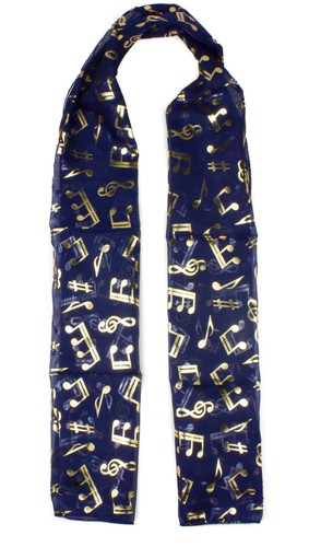 Music scarf gold - gold, print
