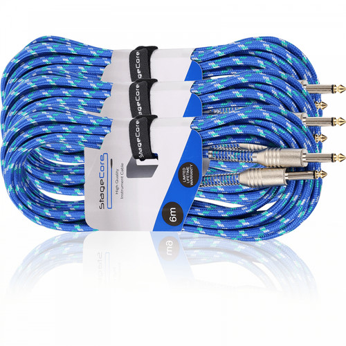 3pc guitar instrument lead - 6m,