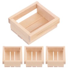  4 Pcs Small Wooden Crate Dollhouse Mini Baskets Miniature Storage