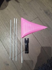 Pink bike safety flag with mounting bracket. Double-sided and adjustable.