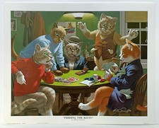 Arthur Kaplan Cats gambling Feeding The Kitty print by Arthur Sarnoff