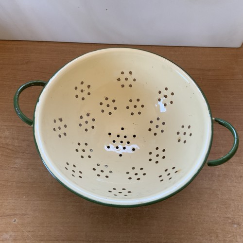 Vintage enamel colander - enamel,