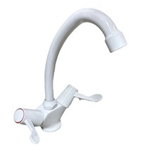 Trisen White 2 Lever Kitchen Sink Mixer Tap - Solid Brass Body  - TTR-LEV04