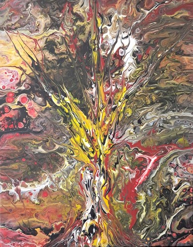 Original abstract acrylic - abstract, pour