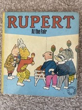 Rupert At The Fair Board Book Cloth spine 1973  Vintage Retro Classic bear child