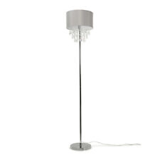 Grey Shade Floor Lamp Acrylic Jewel Bead Droplets Living Room Standard Light