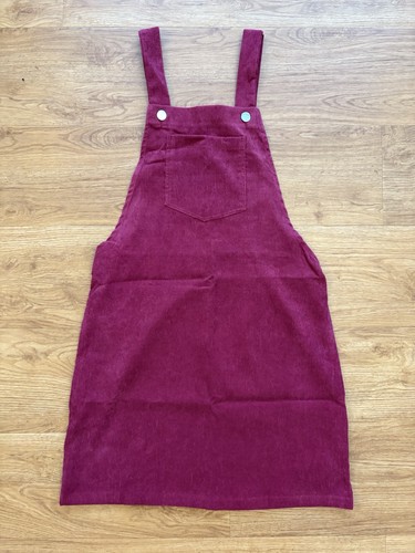Ladies red ridged pinafore - ridged,