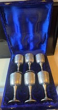Vintage EPNS Goblets Cups Electroplated Nickel Silver in a Velvet Box Set of 6