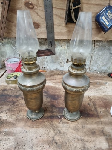 Pair oil lamps with - pair, of