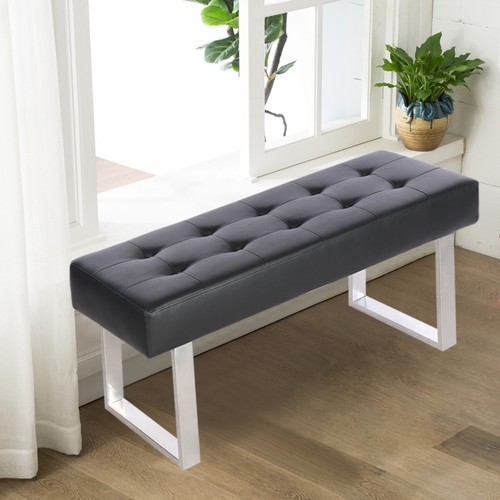 Leather padded dining bench - padded,