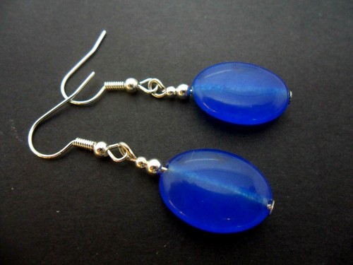 Pair dangly oval jade - dangly,