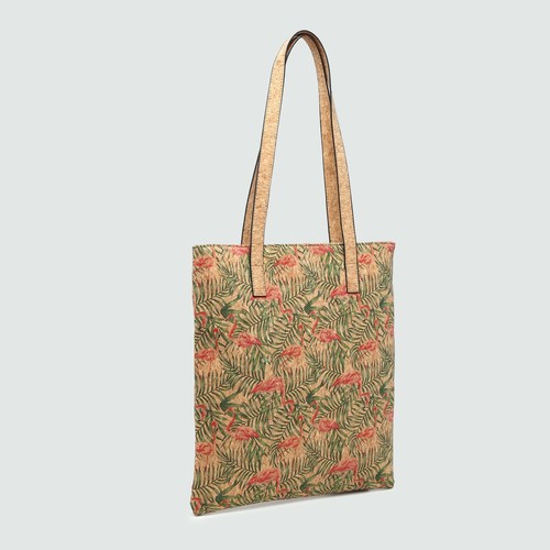 Printed cork tote - printed, large