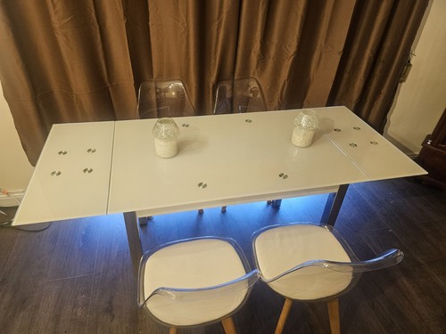 Glass dinning table - with, four