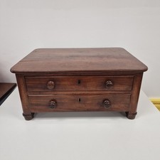 Antique Mahogany 2 Draw Table Top Collectors Chest 50cm Wide