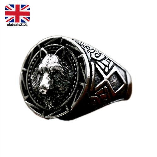 Mens signet ring viking - viking, wolf