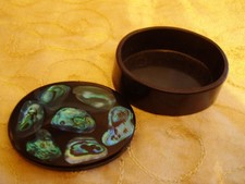 Vintage Paua Shell Trinket Box Pacific brand ~ NEW ZEALAND SOUVENIER