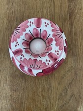 Ceramic Ash Tray with Lid ok condition Pink and White Flowers design Chips crack