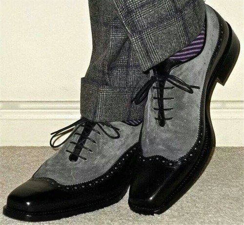 Handmade grey black wingtip - handmade,