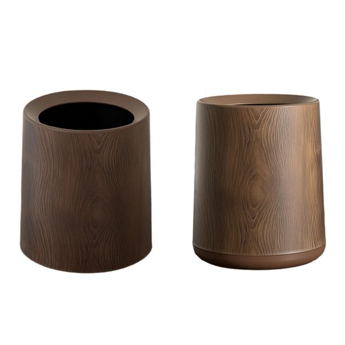Wood grain trash can - wood,
