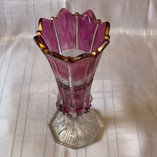 Victorian cranberry glass vase - cranberry,