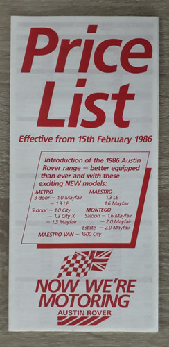 Austin rover price list - austin,