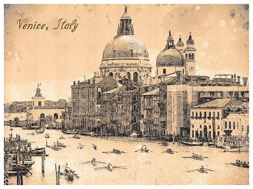 Venice print italy sketch - venice,