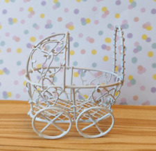 Wire baby pram  1:12th 1:16th scale dolls house furniture nursery UH59